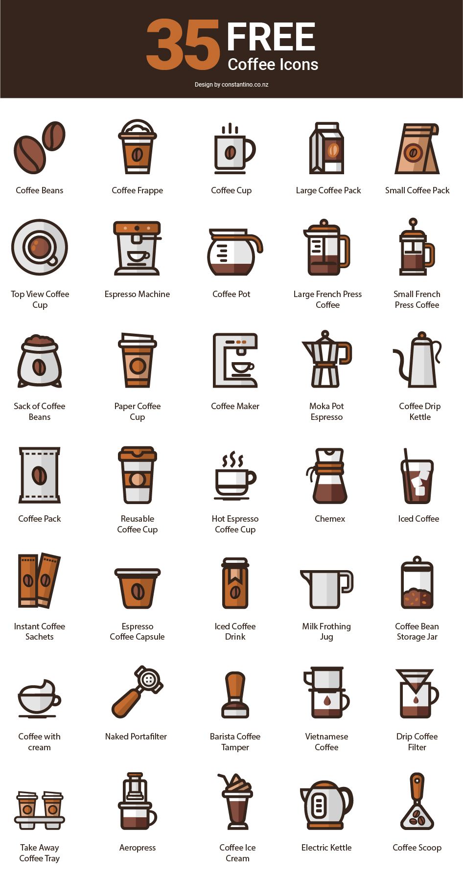 Free coffee icon design full list