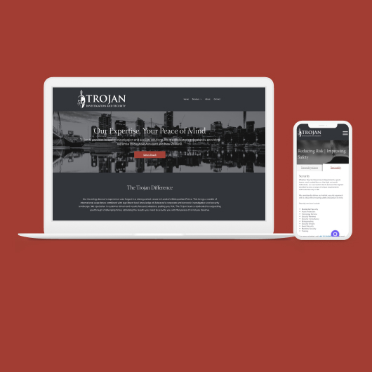 Trojan investigation homepage desktop and mobile website design screenshot
