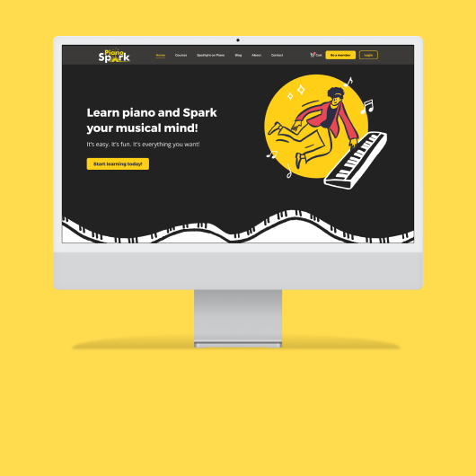 Piano Spark desktop screenshot website design
