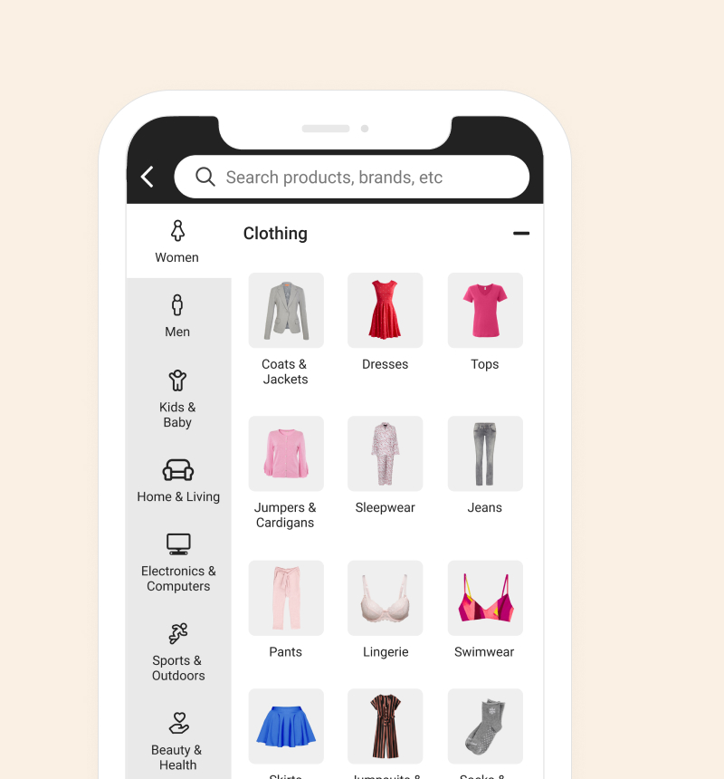 TheMarket product category screen mobile app ui design
