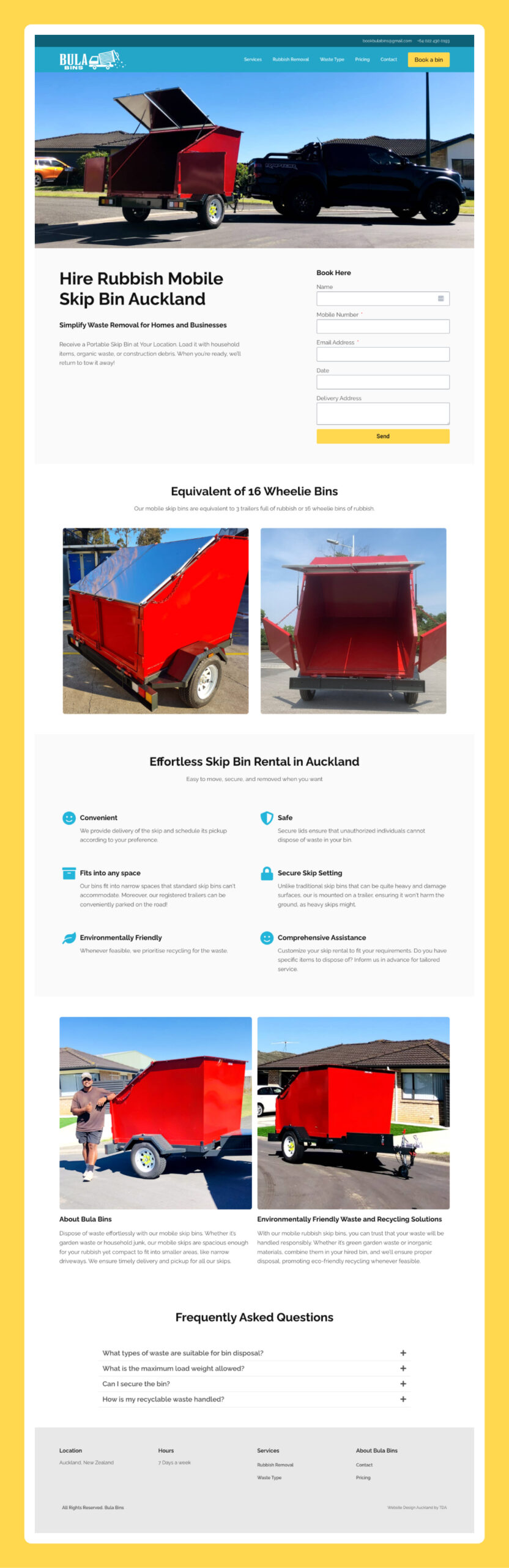 Bula Bins mobile waste removal homepage